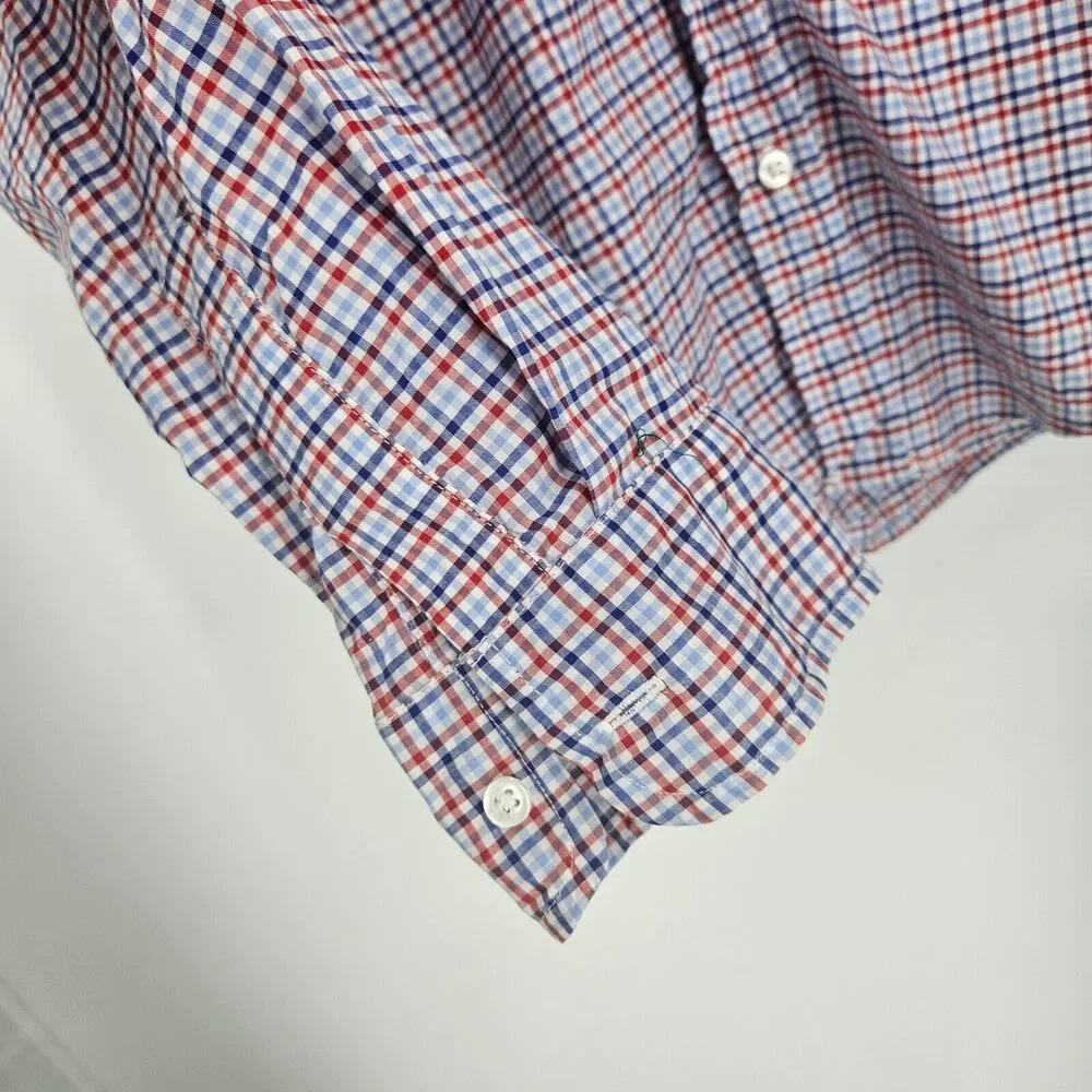 Frank & Eileen Shirt Blue Red Barry Check Plaid Long Sleeve Button-Up Size M - Picture 5 of 7